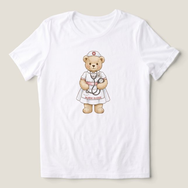 T-shirt En Tri-matière Personalized Nurse Teddy Bear Custom Name Nursing  (Design Recto)