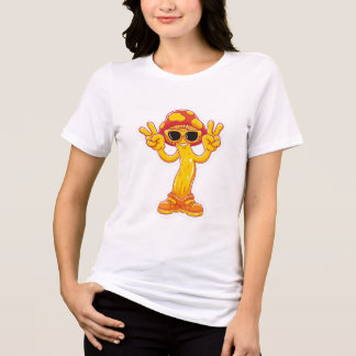 T-shirt En Tri-matière Personnage de champignon hippie cool avec des lune