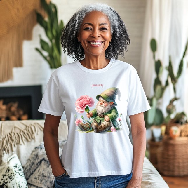 T-shirt En Tri-matière Personnalisé Janvier Mois de naissance Jardin Gnom (Créateur téléchargé)