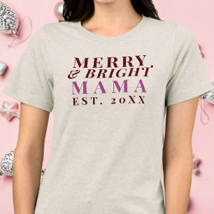 T-shirt En Tri-matière Personnalisé Mama Est. Année Joyeux minimaliste br