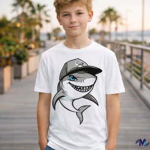 T-shirt En Tri-matière Personnalisé Né à la nage! Dessin sur le requin co