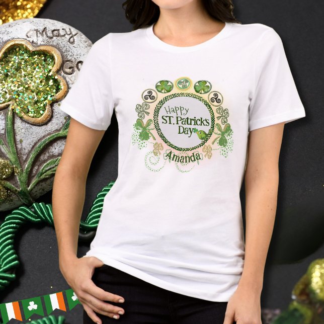 T-shirt En Tri-matière Personnalisé ST. Patricks Day Mignonne Bird ( Personalized ST. Patricks Day Cute Bird Tri-Blend Shir)