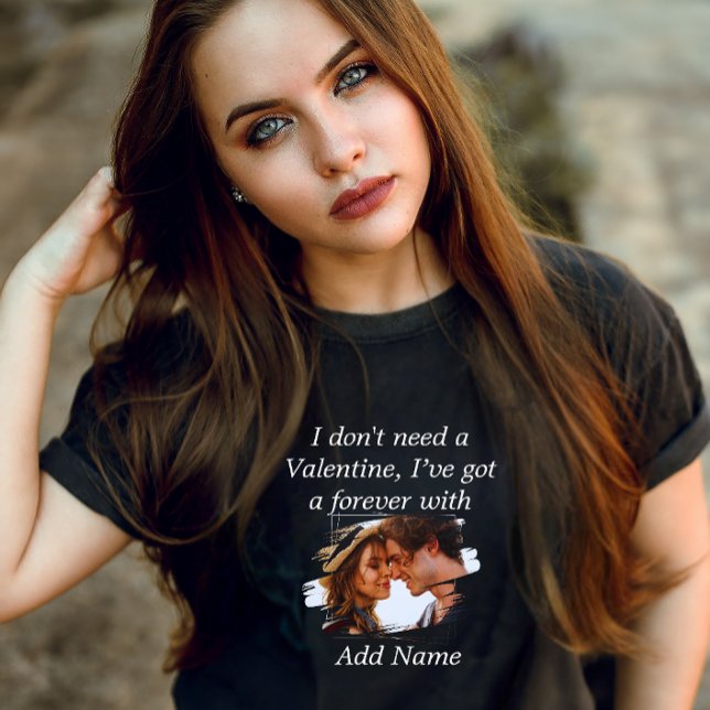 T-shirt En Tri-matière Personnaliser Photo & Texte Valentine Lady Noire M (Créateur téléchargé)