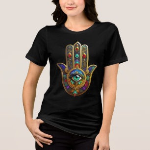 T-shirt En Tri-matière Pétales de fleurs de couleur de paon Hamsa Vert Tr
