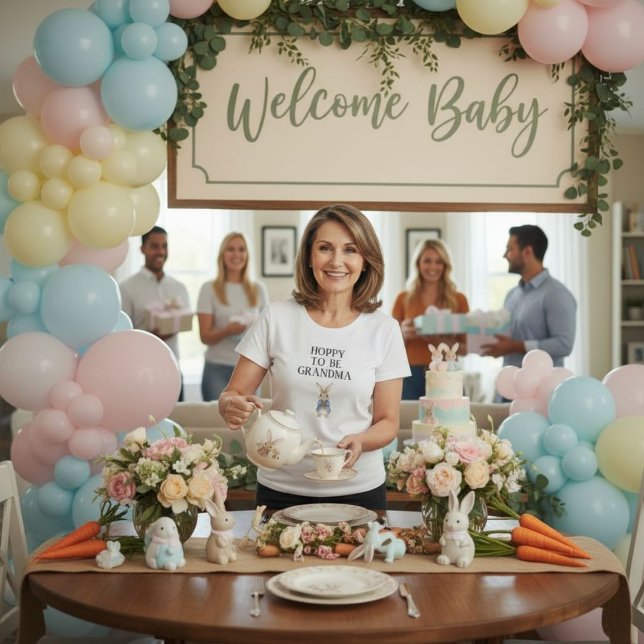 T-shirt En Tri-matière Peter Rabbit Baby shower Espère Être Grand-Mère (Créateur téléchargé)