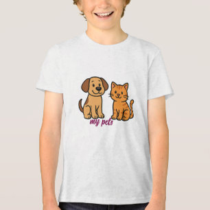 T-shirt En Tri-matière Petit caricaturiste chien et chat