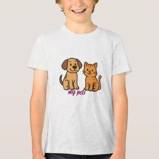 T-shirt En Tri-matière Petit caricaturiste chien et chat