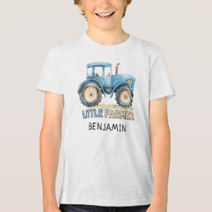 T-shirt En Tri-matière Petit Fermier Vintage Tracteur bleu ferme pour enf