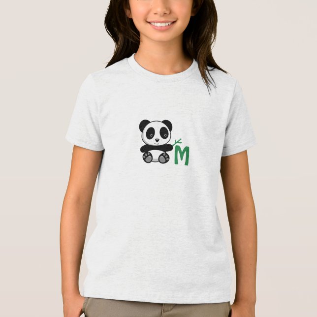 T-shirt En Tri-matière Petit panda mignon avec Monogramme à bâtonnet de b (Recto)