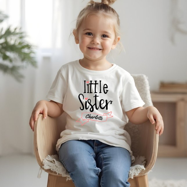 T-shirt En Tri-matière Petite Soeur Baby Nom et Faire-part Monogramme T- (Little Sister Baby Announcement Name & Monogram T- Tri-Blend Shirt)
