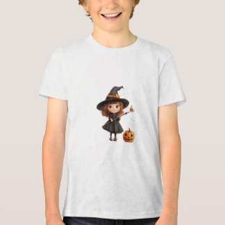 T-shirt En Tri-matière Petite Sorcière Mignonne Volant sur Balai Joyeux H