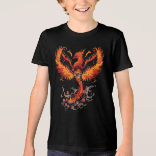 T-shirt En Tri-matière Phénix ardent s'élevant avec des fleurs de lotus