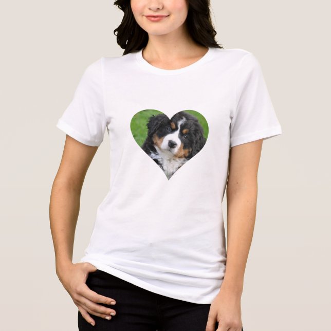 T-shirt En Tri-matière Photo de chien personnalisée dans le coeur (Recto)
