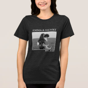T-shirt En Tri-matière Photo de couple personnalisée Typographie minimali