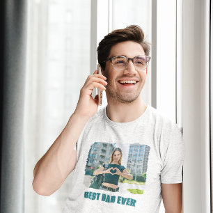 T-shirt En Tri-matière Photo Meilleur Papa Du Monde Tout En Majuscules
