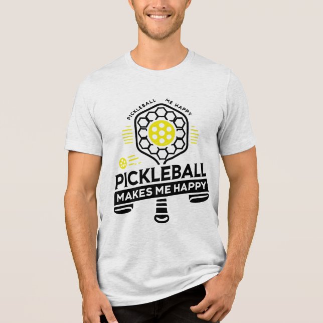 T-shirt En Tri-matière Pickleball me rend heureux (Recto)
