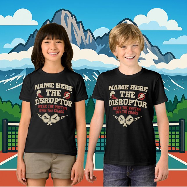 T-shirt En Tri-matière Pickleball Personalized Name The Disruptor (PICKLEBALL PERSONALIZED YOUTH T-SHIRT)
