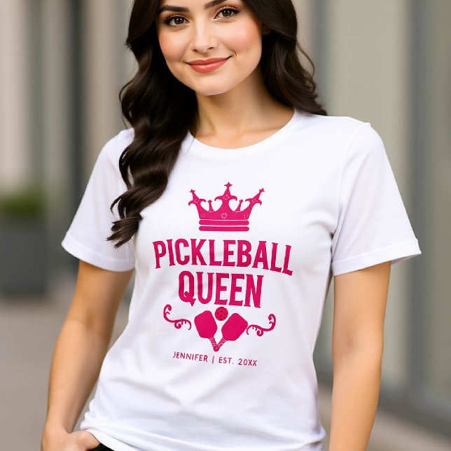 T-shirt En Tri-matière Pickleball Queen rose cadeau personnalisé drôle (pickleball gift for her funny queen shirt women birthday christmas mom girfriend personalized)