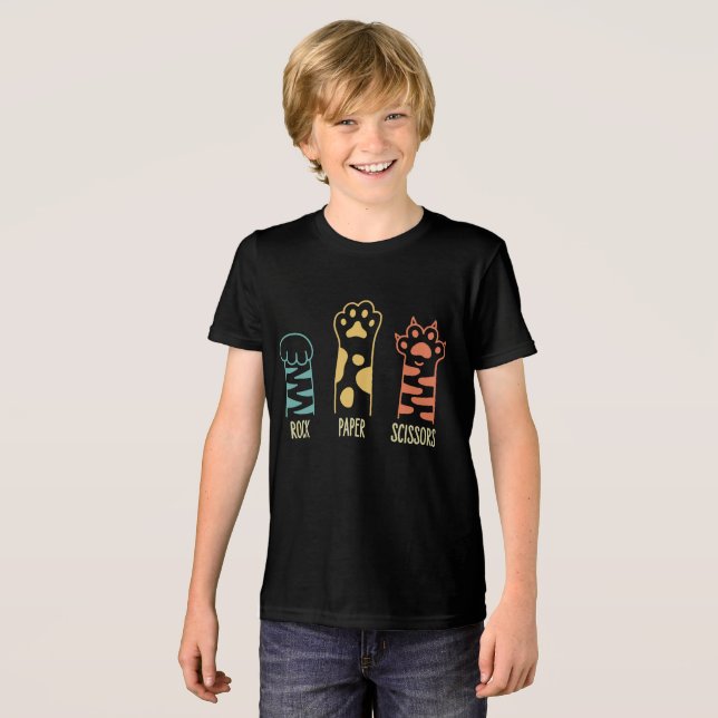 T-shirt En Tri-matière Pierre Feuille Ciseaux Patte de Chat Drôle (Recto plein)