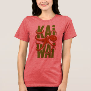 T-shirt En Tri-matière Pieuvre Mignonne de Style Japonais - Femme Rouge H