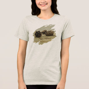T-shirt En Tri-matière Pinecones rustiques Brown Nature Photo Happy Autom