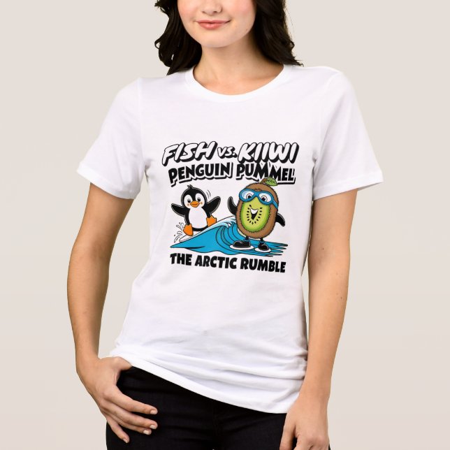 T-shirt En Tri-matière Pingouin drôle et kiwi (Recto)