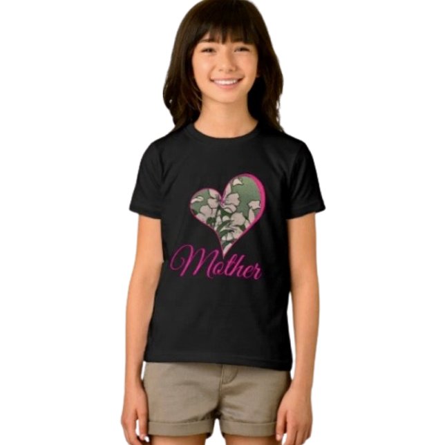 T-shirt En Tri-matière Pink Blossom Green (Cute and comfy kids’ tee for Mother’s Day—perfect for celebrating Mom with big smiles)