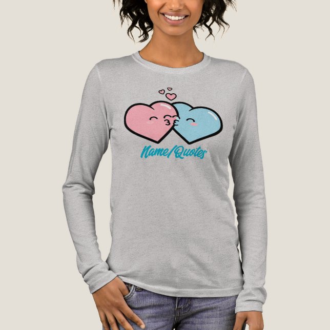 T-shirt En Tri-matière Pink & Blue Hearts Kiss (Recto)