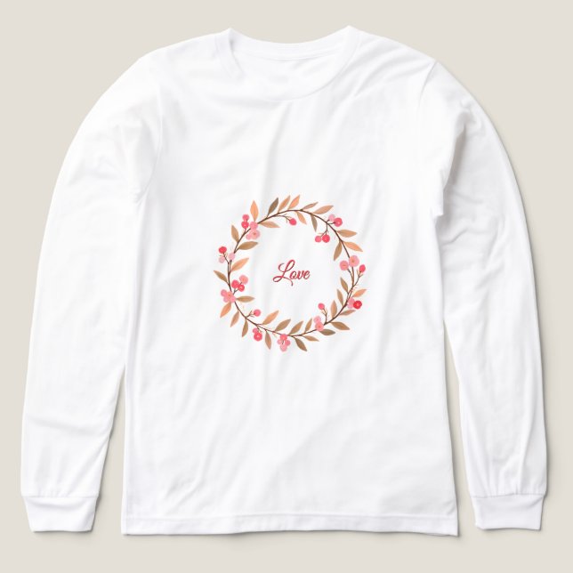 T-shirt En Tri-matière Pink Floral Wreath Simple (Motif recto)