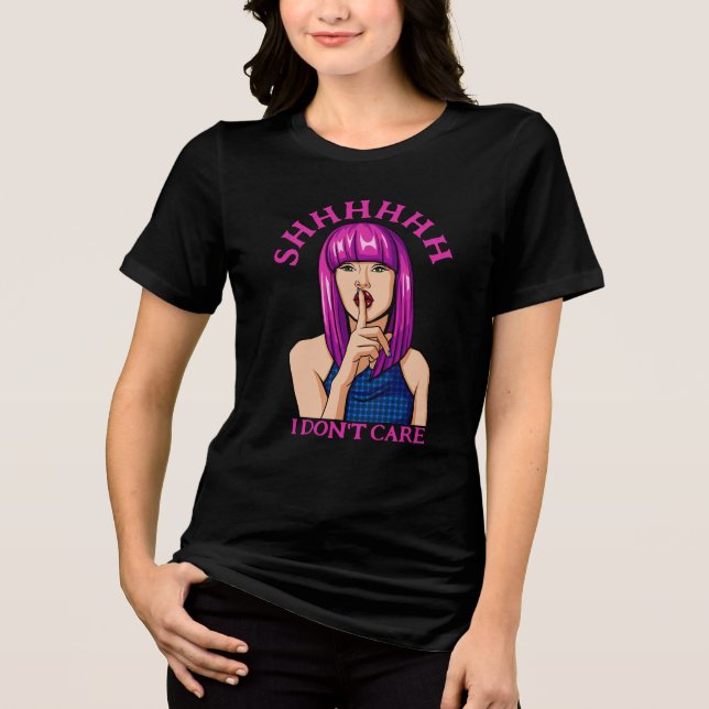 T-shirt En Tri-matière Pink Haired Popart Girl s'en fiche (Recto)
