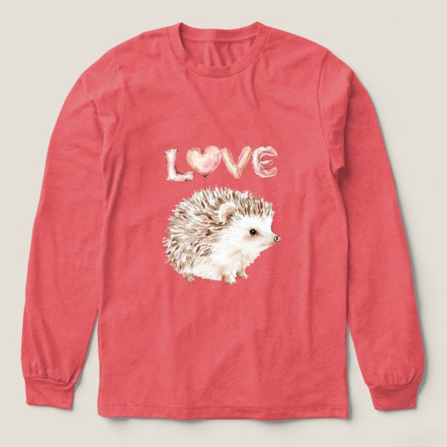 T-shirt En Tri-matière Pink Heart Love Balloons Cute Hedgehog (Motif devant)