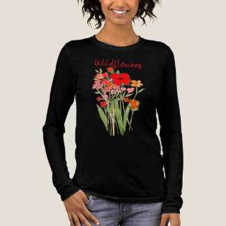 T-shirt En Tri-matière Pink, Red & Orange Wildflowers Text