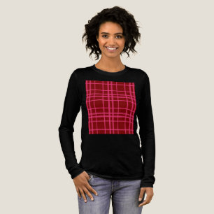 T-shirt En Tri-matière Pink Sur Maroon Rouge Tartan Plaid Design Motif