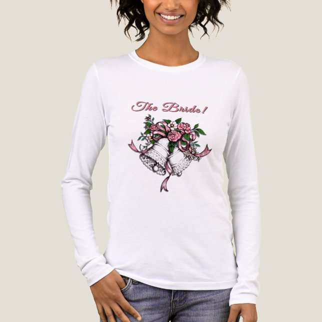 T-shirt En Tri-matière Pink Wedding Bells The Bride Date (Recto)
