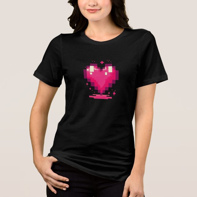T-shirt En Tri-matière Pixel Heart Retro 8-Bit Gamer Love Design (Recto)