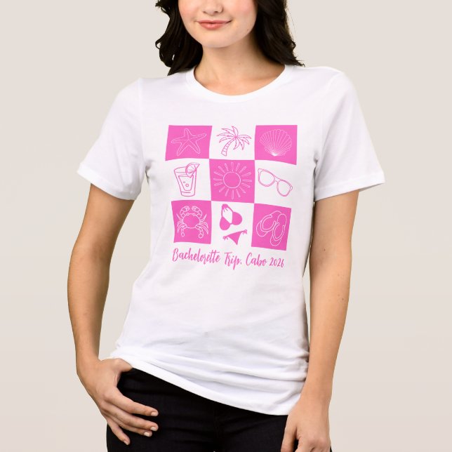 T-shirt En Tri-matière Plage Bachelorette Voyage rose (Recto)