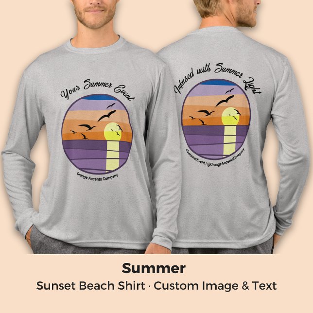 T-shirt En Tri-matière Plage Sunset ・ Texte personnalisé Avant et arrière (Sunset Beach · Custom Text Front & Back Tri-Blend Shirt)