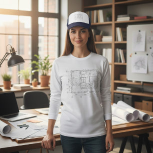 T-shirt En Tri-matière Plan d'étage de cottage Blueprint Femmes Bella+Can