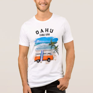 T-shirt En Tri-matière Planche de surf Oahu Kamaʻaina Orange Vintage Van