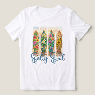 T-shirt En Tri-matière Planches de surf florales Âme salée Coucher de sol