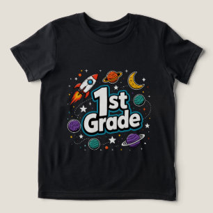 T-shirt En Tri-matière Planètes de fusée spatiale de 1re année