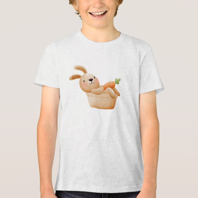 T-shirt En Tri-matière Playful Bunny in Flower Pot with Carrot (Recto)