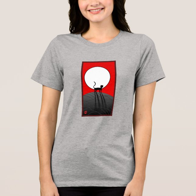 T-shirt En Tri-matière Pleine lune et chat (Recto)