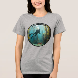 T-shirt En Tri-matière Plongeur en apnée en Californie avec du varech et