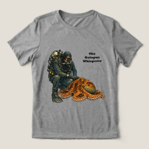 T-shirt En Tri-matière Plongeur en scaphandre caressant un grand poulpe U