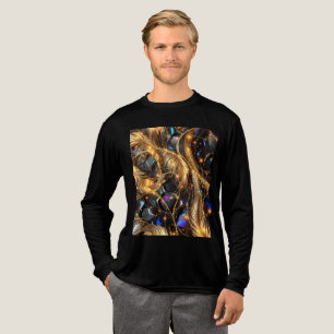 T-shirt En Tri-matière Plumes d'or de luxe et Motif étincelant en pierre