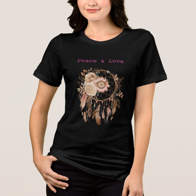 T-shirt En Tri-matière Plumes florales Roses rousses Dream Catcher (Recto)