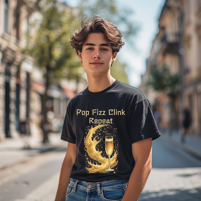 T-shirt En Tri-matière Pop Fizz Clink Repeat New Year Champagne Sparkles  (Pop Fizz Clink Repeat New Year Champagne Sparkles Tri-Blend Shirt)