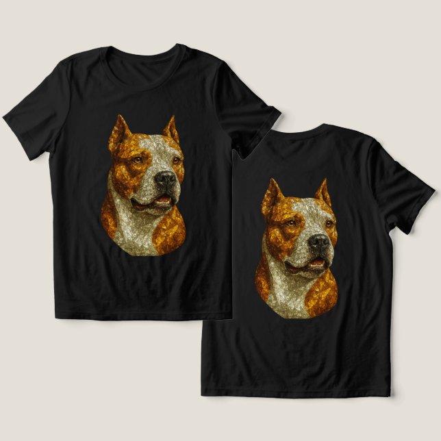 T-shirt En Tri-matière Portrait de chien Pitbull (Design Recto & Verso)