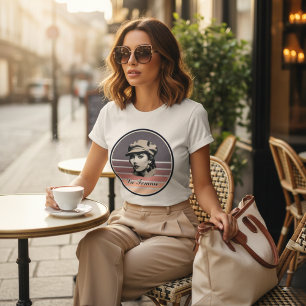 T-shirt En Tri-matière Portrait de femme rétro Vintage La Femme au couche
